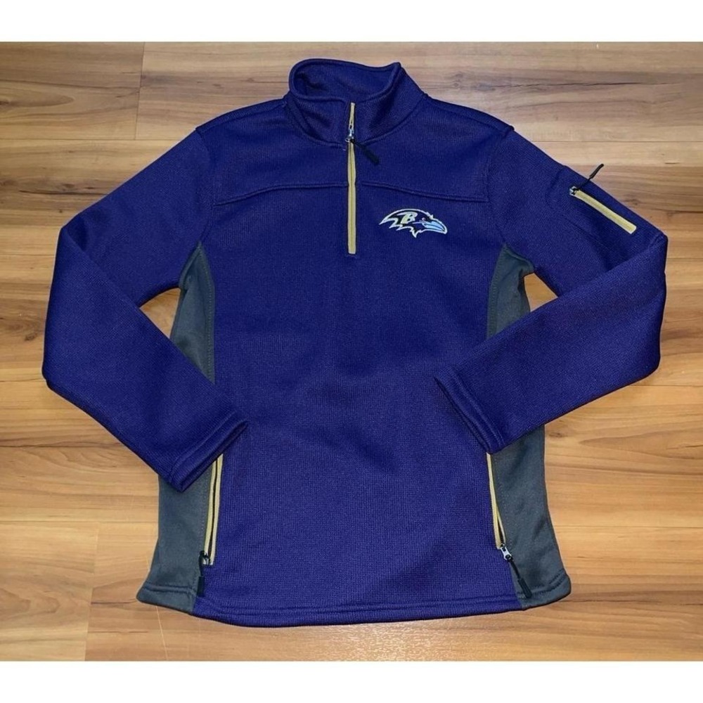 Mens NWOT NFL Team Apparel Baltimore Ravens Football Quarter Zip Pullover